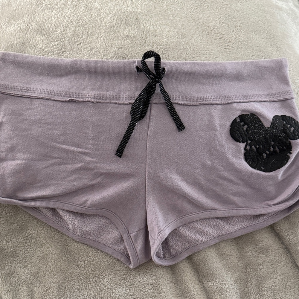 Disney Lavender Shorts with Black Mickey Detail